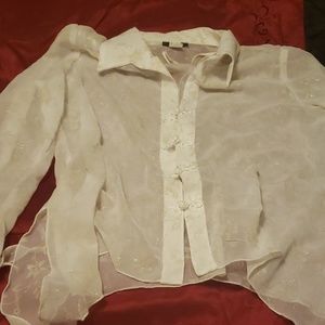 White see through blouse